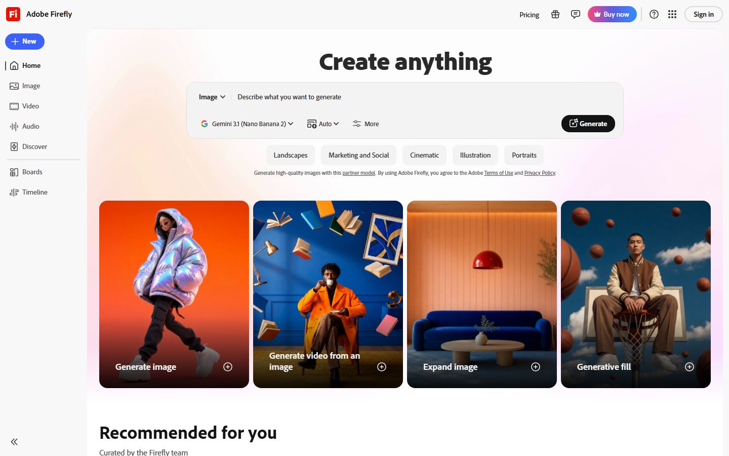 Adobe Firefly interface screenshot