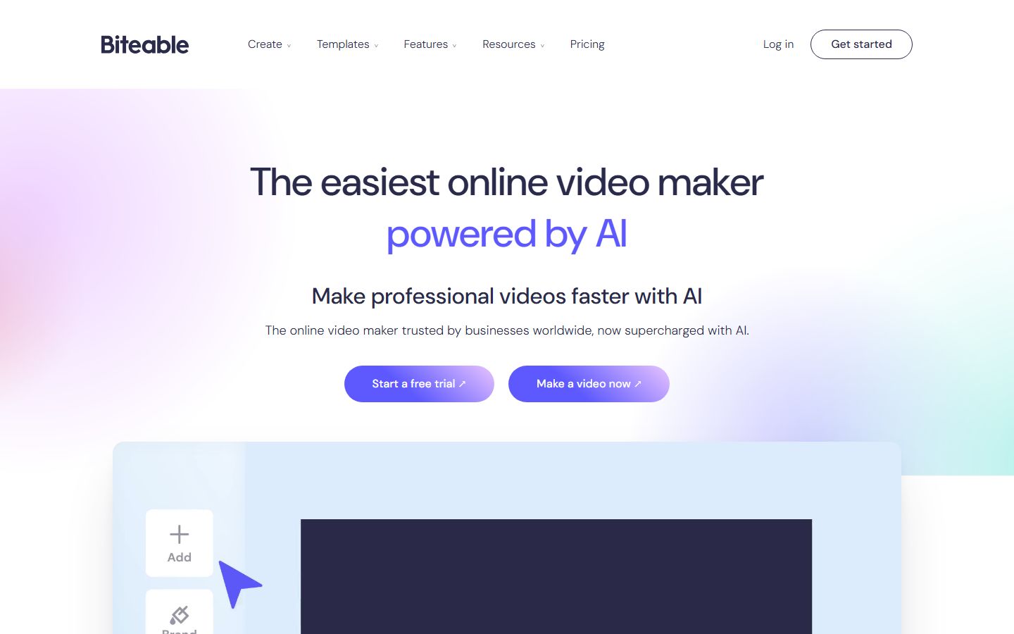 Biteable Video AI interface screenshot