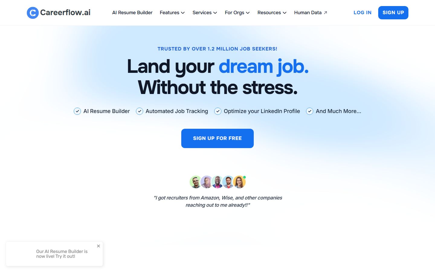 Careerflow interface screenshot