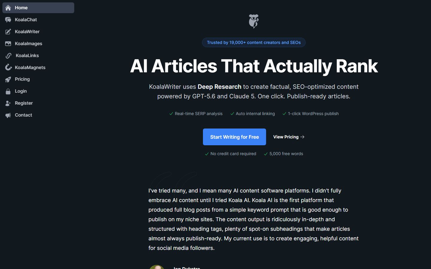 KoalaWriter interface screenshot