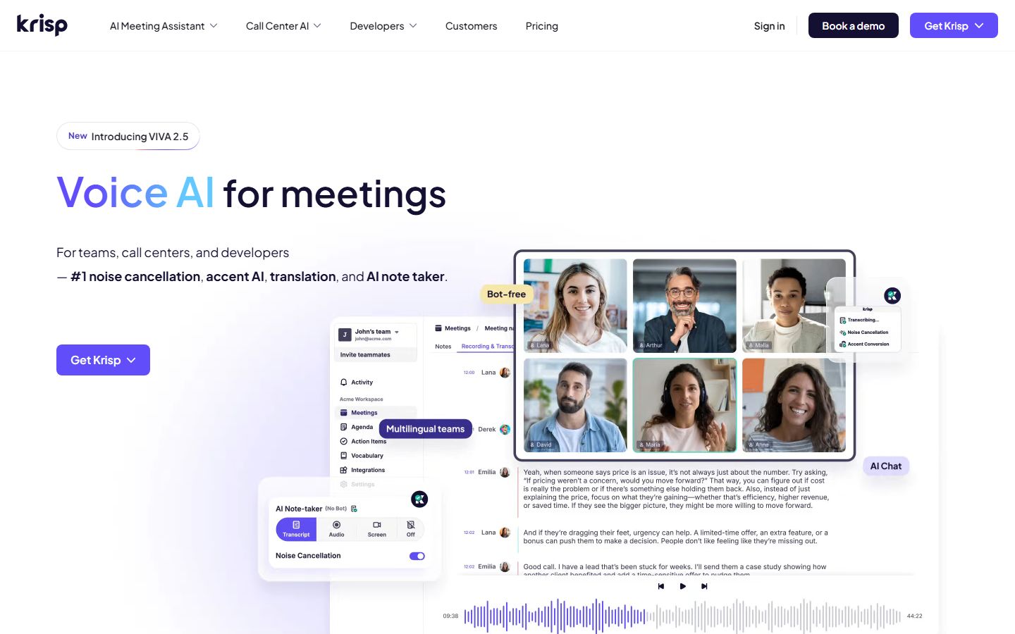 Krisp interface screenshot