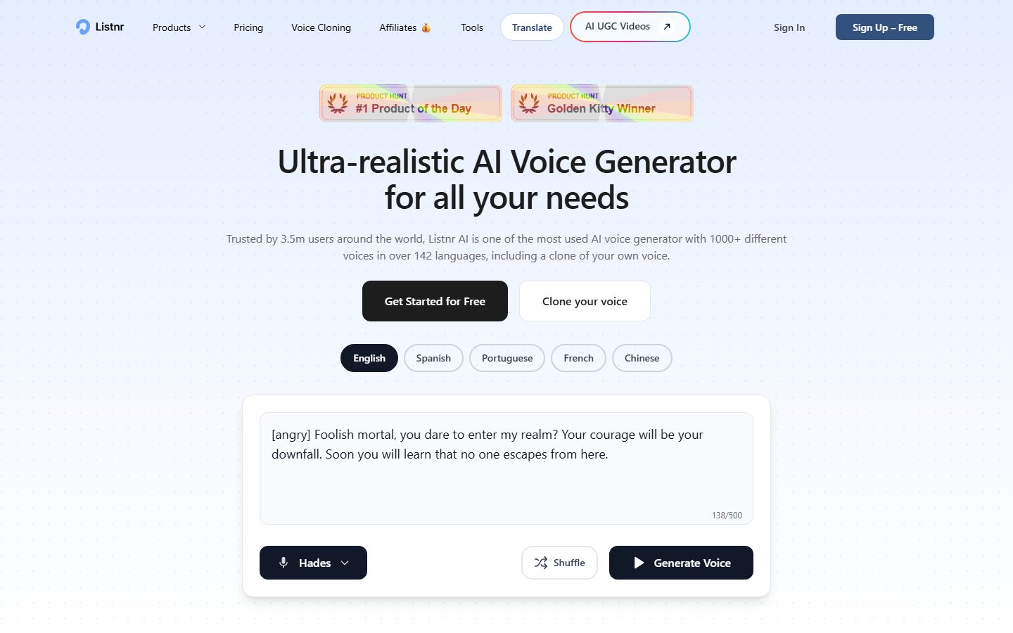 Listnr interface screenshot