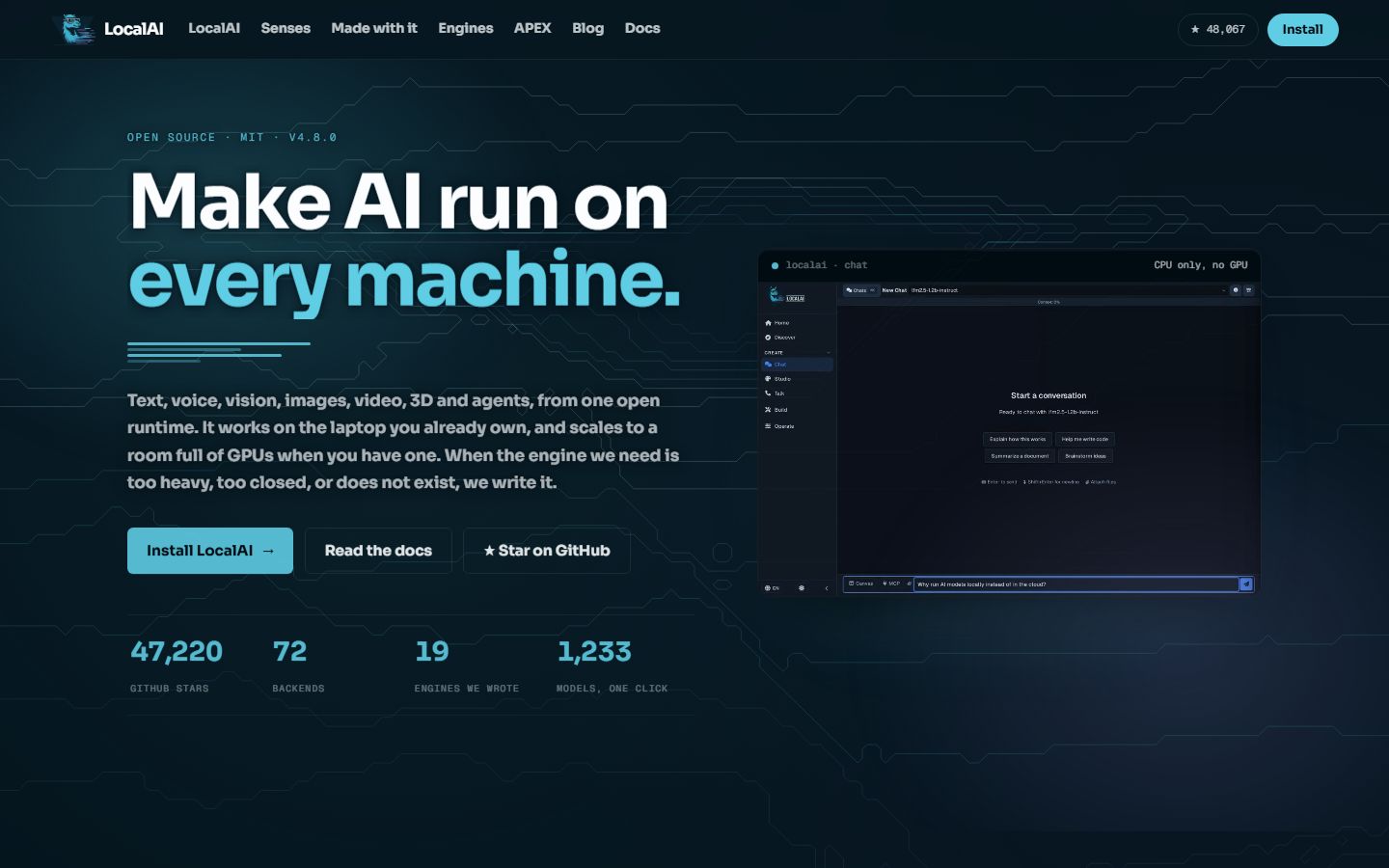 LocalAI Compute Platform interface screenshot