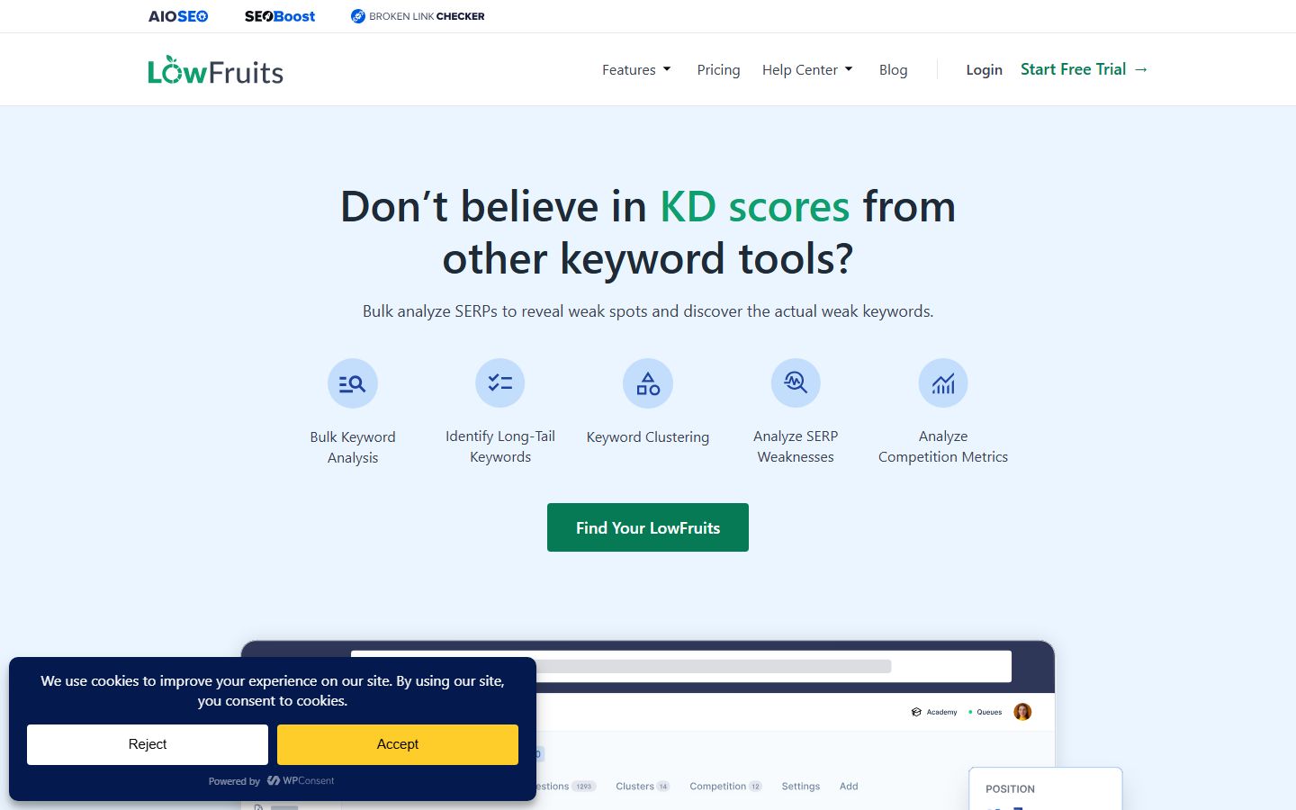 LowFruits interface screenshot