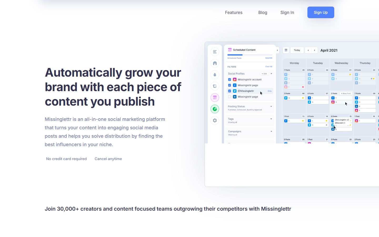 Missinglettr interface screenshot