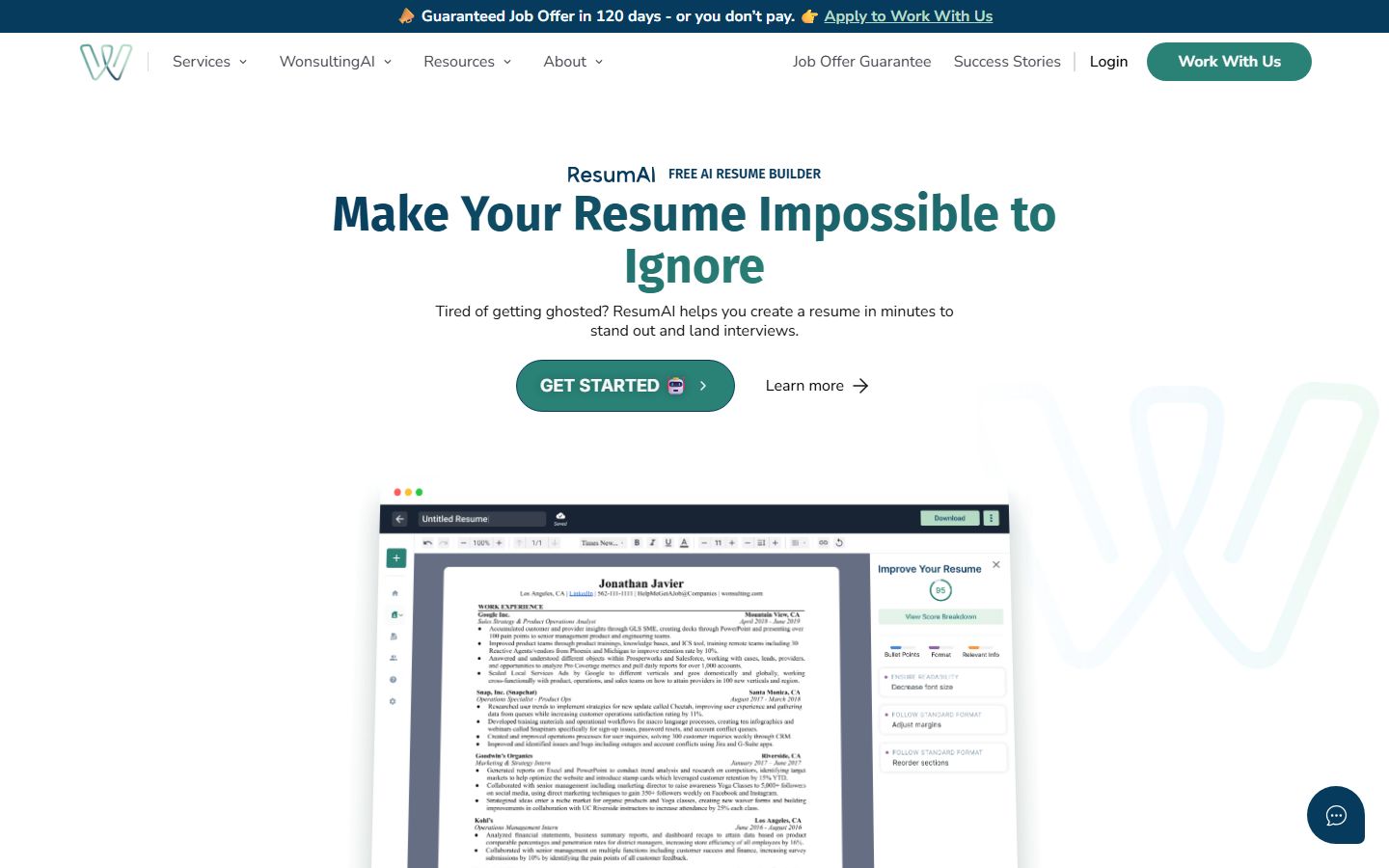 ResumAI interface screenshot