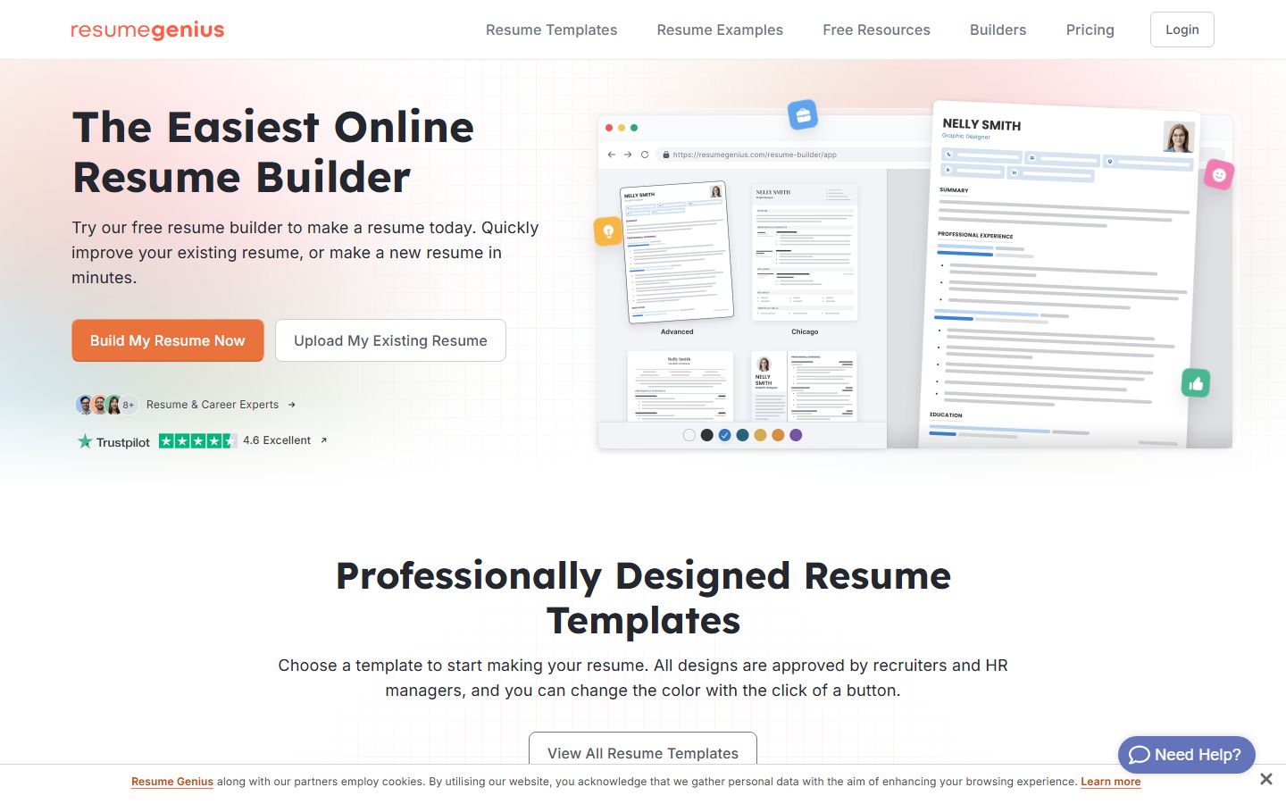 ResumeGenius interface screenshot