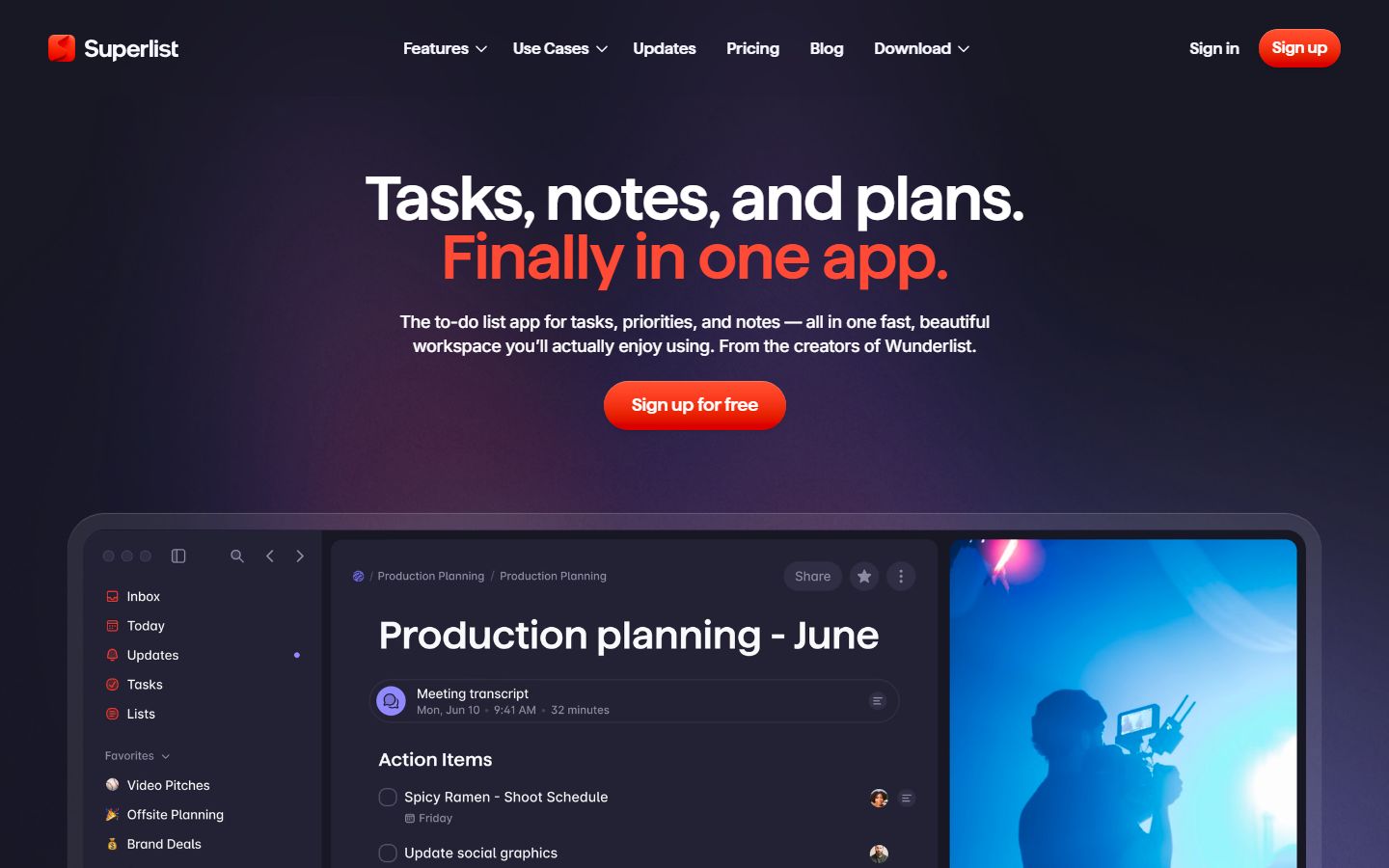 Superlist Task App interface screenshot