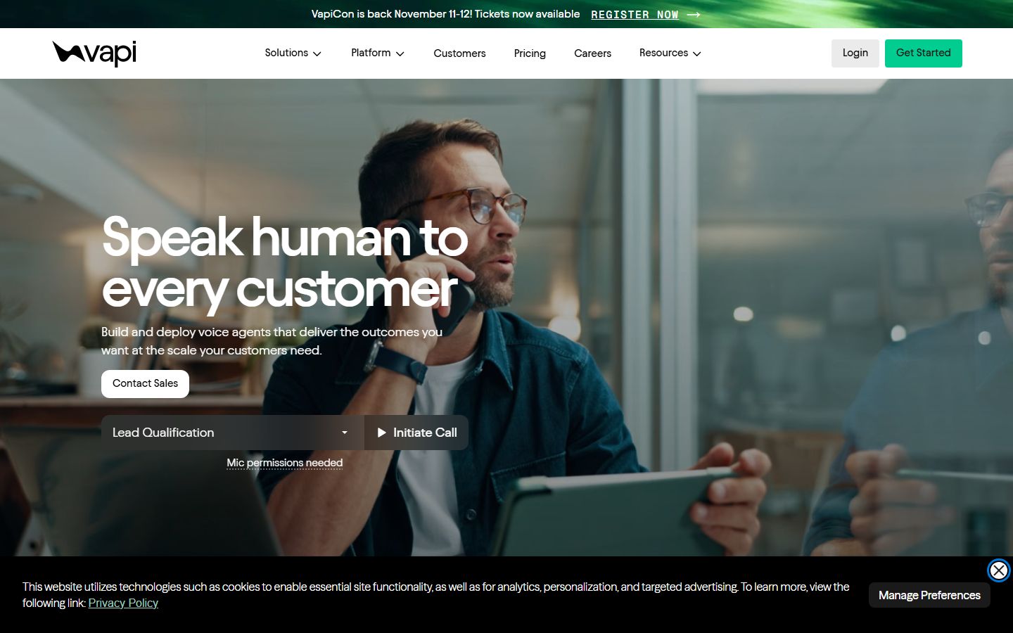 Vapi Voice AI Agents interface screenshot